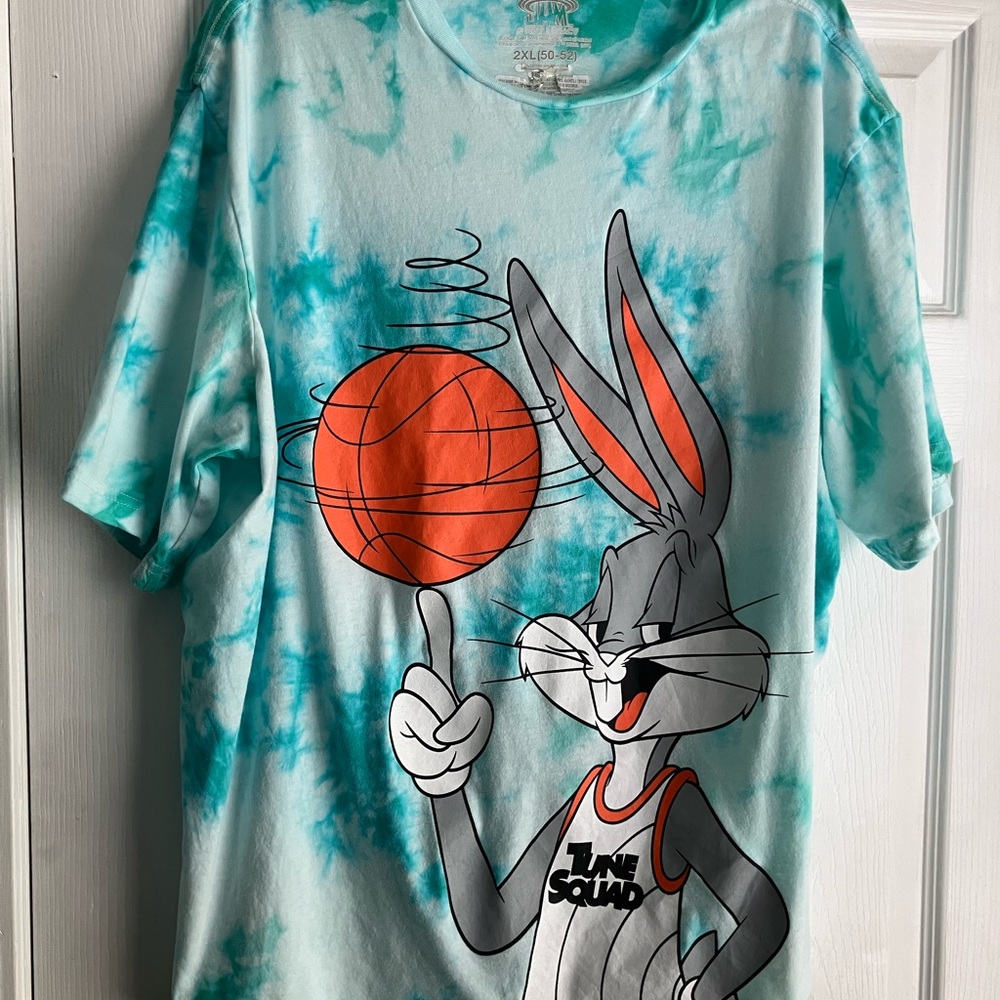 Space Jam Shirt Blue Tie Dye Short Sleeves Tune Squad Bugs Bunny Tee Size XXL